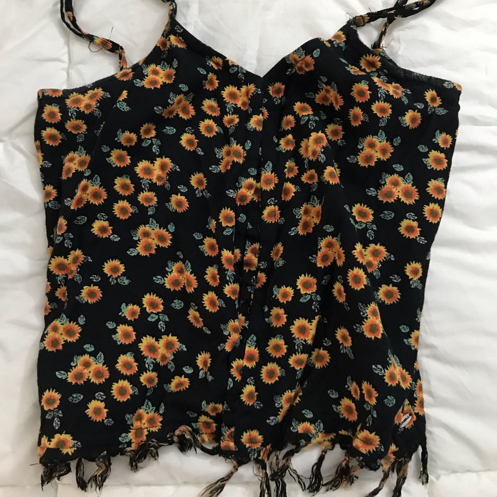 SUNFLOWER FRINGE TANK TOP